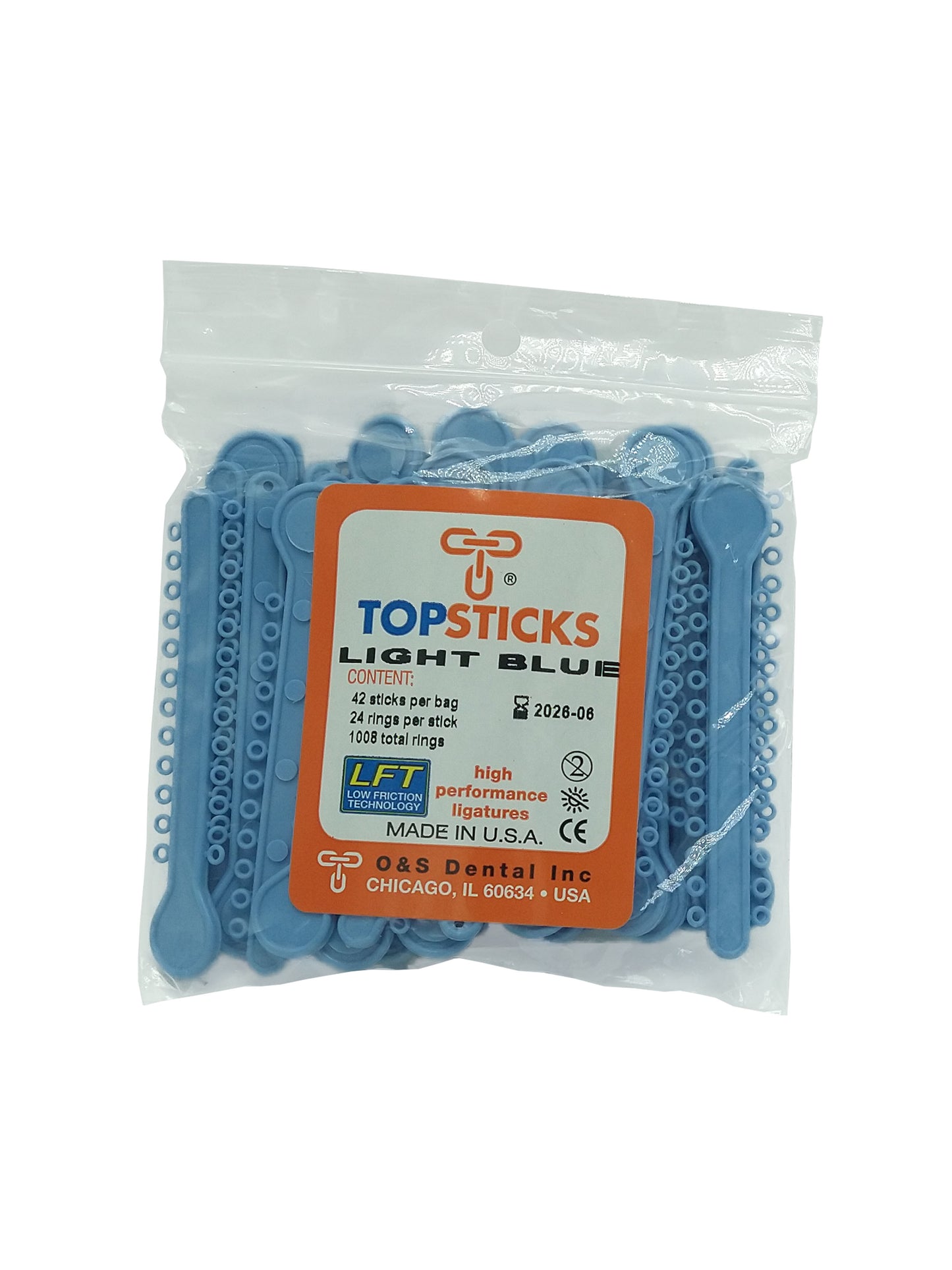 O & S Dental Topsticks High Performance Ortho Elastic Ligature Ties All Colors