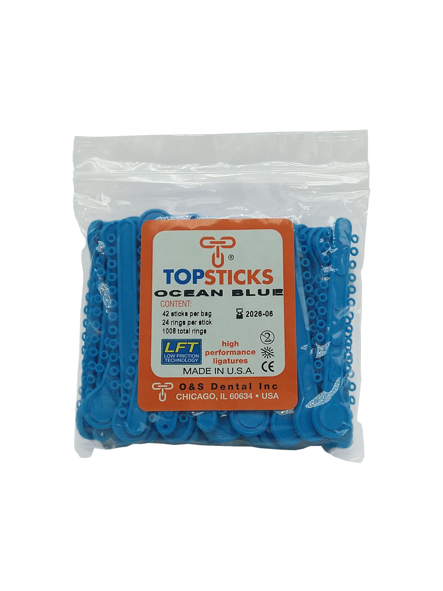 O & S Dental Topsticks High Performance Ortho Elastic Ligature Ties All Colors