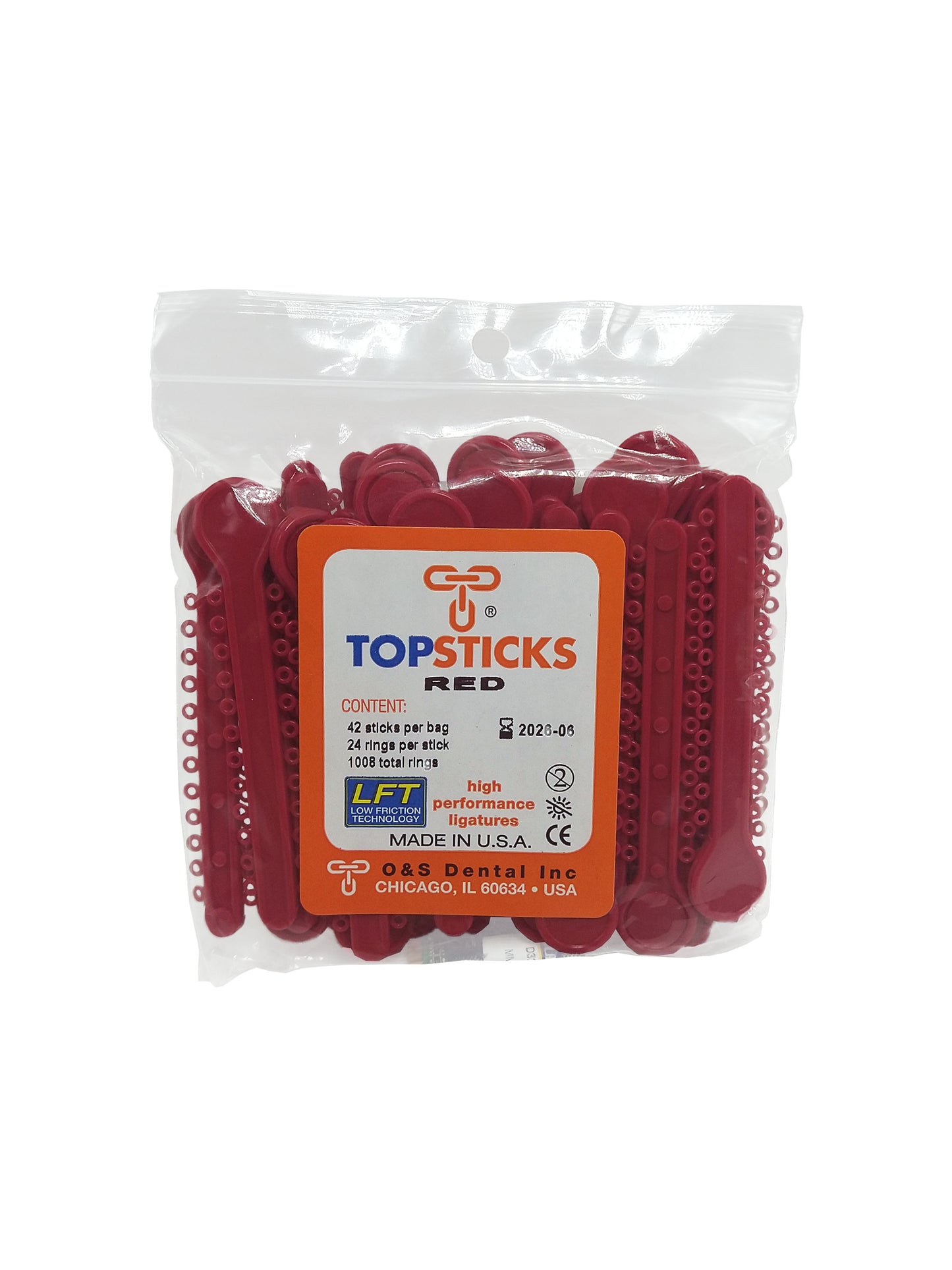 O & S Dental Topsticks High Performance Ortho Elastic Ligature Ties All Colors