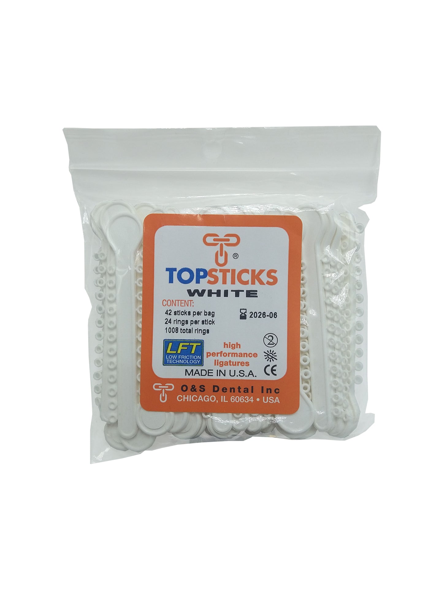 O & S Dental Topsticks High Performance Ortho Elastic Ligature Ties All Colors