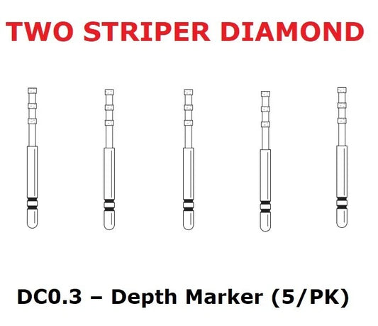 Premier Dental TWO STRIPER Diamond DC0.3M – Depth Marker COARSE Burs 5/pk