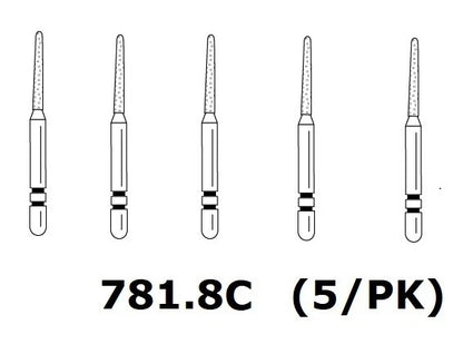 Premier Dental TWO STRIPER Diamond Round End Taper #781.8C 5/PK USA