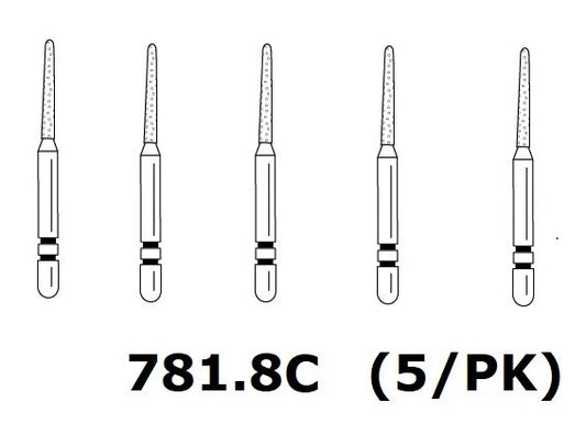 Premier Dental TWO STRIPER Diamond Round End Taper #781.8C 5/PK USA