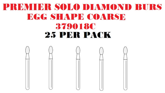Premier Dental SOLO Premium Diamond Burs EGG SHAPE COARSE 379018C 25pcs