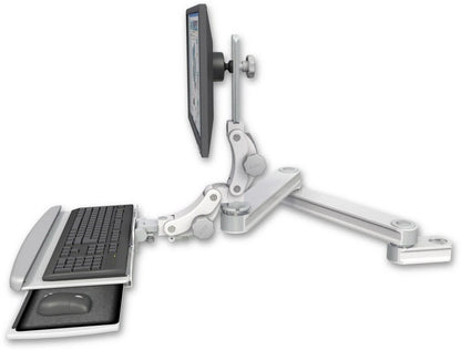 ICW Long T2 Paralink LCD arm mount for a 2" pole with a wrist-rest keyboard tray