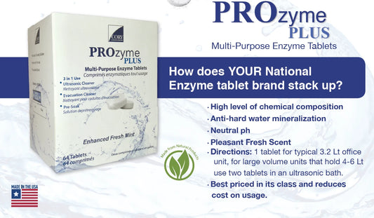 Cory Laboratories Prozyme Plus Ultrasonic & Evacuation Cleaning pre-soak (3 in 1) 64 Tablets Mint