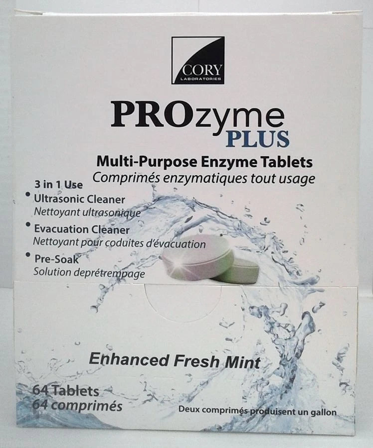 Cory Laboratories Prozyme Plus Ultrasonic & Evacuation Cleaning pre-soak (3 in 1) 64 Tablets Mint