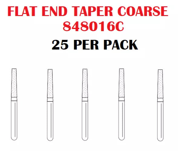Premier Dental SOLO Premium Diamond Burs FLAT END TAPER COARSE 848016C 25pcs USA