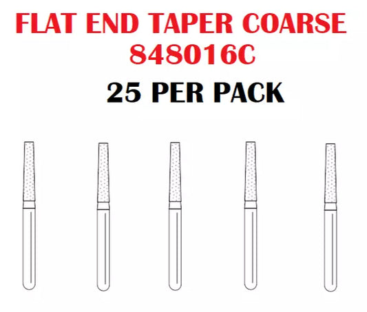 Premier Dental SOLO Premium Diamond Burs FLAT END TAPER COARSE 848016C 25pcs USA