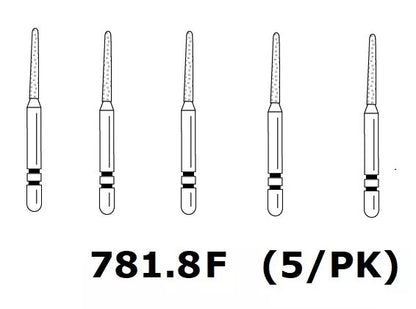 Premier Dental TWO STRIPER Diamond Round End Taper #781.8F 5/PK USA