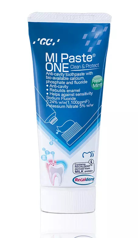 GC MI Paste ONE Fresh Mint Anti-cavity Toothpaste with RECALDENT Tech. 46g/pk