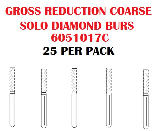 Premier Dental SOLO Premium Diamond Burs GROSS REDUCTION 6051017C 25pcs