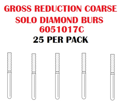 Premier Dental SOLO Premium Diamond Burs GROSS REDUCTION 6051017C 25pcs