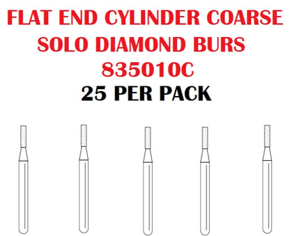 Premier Dental SOLO Premium Diamond Burs FLAT END CYLINDER 835010C 25pcs
