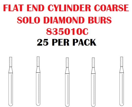 Premier Dental SOLO Premium Diamond Burs FLAT END CYLINDER 835010C 25pcs