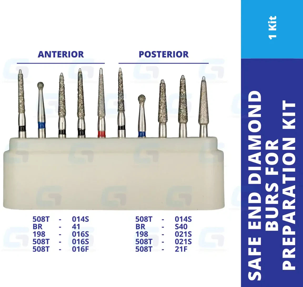 Redland Dental Diamond Bur FG-4100 Safe End Diamond Preparation Burs Kit 10/PK