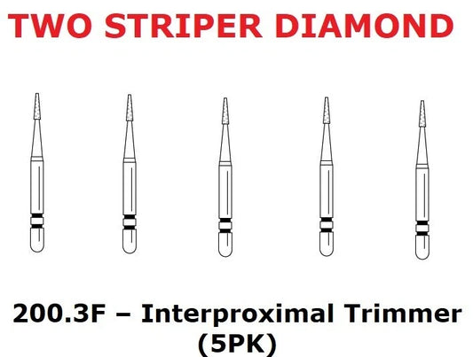 Premier Dental TWO STRIPER Diamond 200.3F – Interproximal Trimmer Burs 5/pk