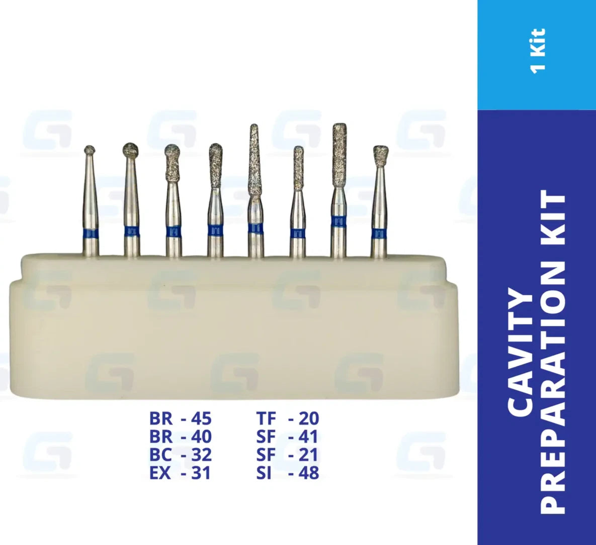 Redland  Dental Diamond Bur Kit FG-4103 for Cavity Preparation, Restorative 8/Pk