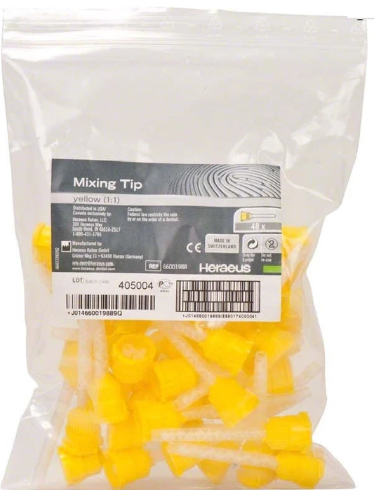 Heraeus Kulzer H P style 4.2mm Yellow Mixing (1:1) Tips 50/PK ORIGINAL MIXPAC