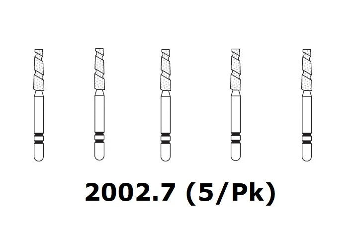 Premier Dental TWO STRIPER Diamond TS2000 Flat End Taper Burs #2002.7 5/pk USA