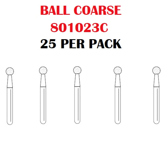 Premier Dental SOLO Premium Diamond Burs BALL COARSE 801023C 25pcs USA