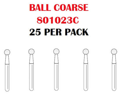Premier Dental SOLO Premium Diamond Burs BALL COARSE 801023C 25pcs USA