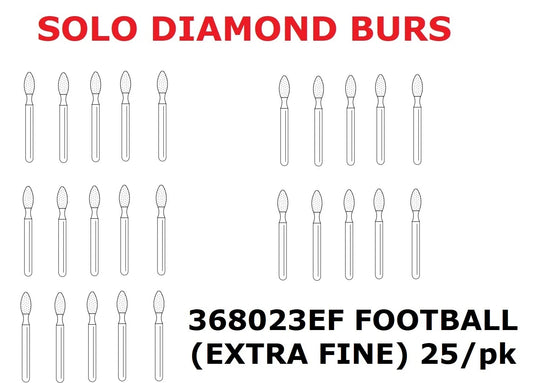 Premier Dental SOLO Premium FOOTBALL Diamond Burs 368023EF EXTRA FINE 25pcs