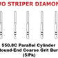 Premier Dental TWO STRIPER Diamond 550.8C Parallel Cylinder Round-End Coars 5/pk