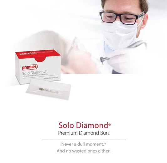 Premier Dental SOLO Premium FOOTBALL Diamond Burs 368023EF EXTRA FINE 25pcs