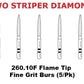 Premier Dental TWO STRIPER Diamond 260.10F Flame Tip Fine Grit Burs (5/Pk)
