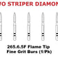 Premier Dental TWO STRIPER Diamond 265.6.5F Flame Tip Fine Grit Burs (5/Pk)