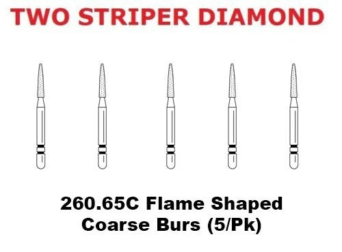 Premier Dental TWO STRIPER Diamond 260.6.5C Coarse Grit Burs (5/Pk)