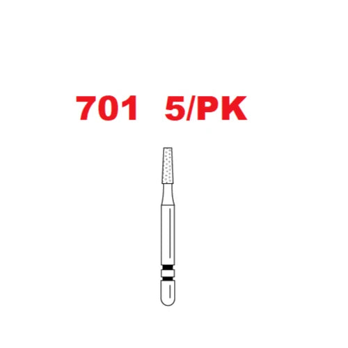Premier Dental TWO STRIPER Diamond 701 Flat-End Taper Medium Grit Burs 5/ Pk