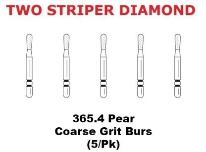 Premier Dental TWO STRIPER Diamond 365.4C Pear Coarse Grit Burs (5/pk)