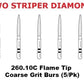 Premier Dental TWO STRIPER Diamond 260.10C Flame Tip Coarse Grit Burs (5/Pk)