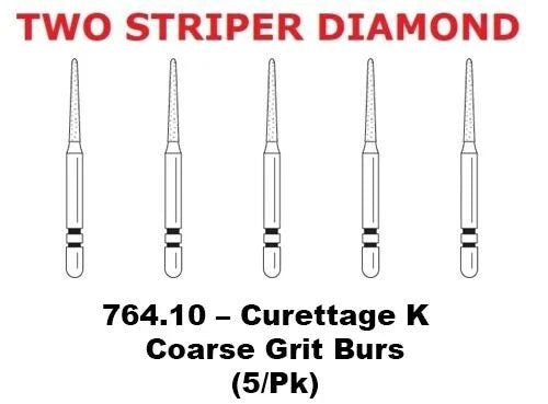 Premier Dental TWO STRIPER Diamond 764.10 – Curettage K Coarse Grit Burs 5/pk