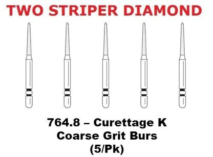 Premier Dental TWO STRIPER Diamond 764.8 – Curettage K Coarse Grit Burs 5/pk