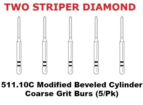 Premier TWO STRIPER Diamond 511.10C Modified Beveled Cylinder Coarse Grit 5/pk