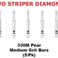 Premier Dental TWO STRIPER Diamond 330M Pear Medium Grit Burs (5/pk)