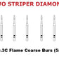 Premier Dental TWO STRIPER Diamond 260.3C – Flame Shape Coarse grit Burs (5/Pk)