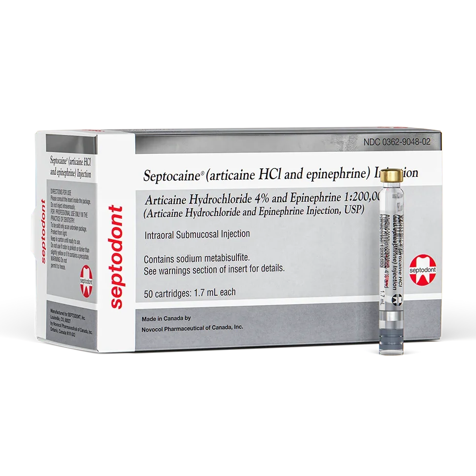 Septodont Septocaine [Articaine HCL 4% & epinephrine 1:200,000 ] Injections, 50/box