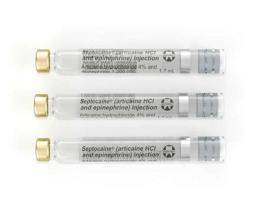 Septodont Septocaine [Articaine HCL 4% & epinephrine 1:200,000 ] Injections, 50/box
